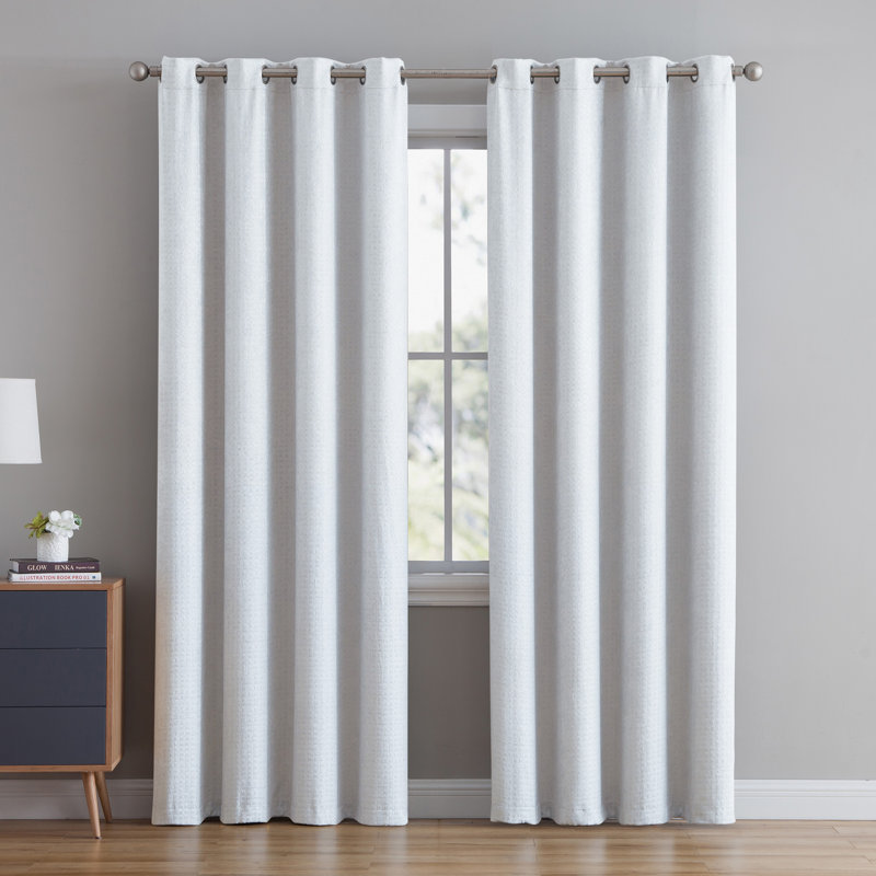 Bethany Basketweave Grommet Curtain Panel, 55" W x 90" L, White
