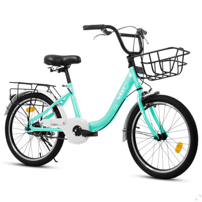 Vélo pour enfants 20 pouces pour les garçons et les filles, vélo pour enfants avec frein Coaster et frein en V, 1 vitesse, garde-chaîne et support arrière, cadre en acier léger (rose, vert, mauve, blanc)