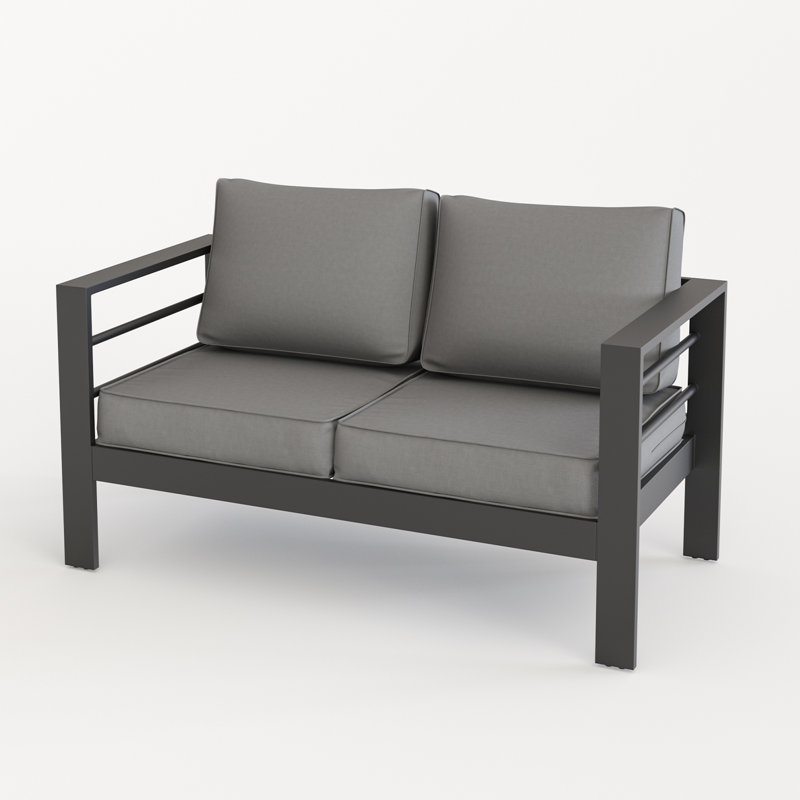 Causeuse d'extérieur en aluminium, Gris clair, Gris foncé