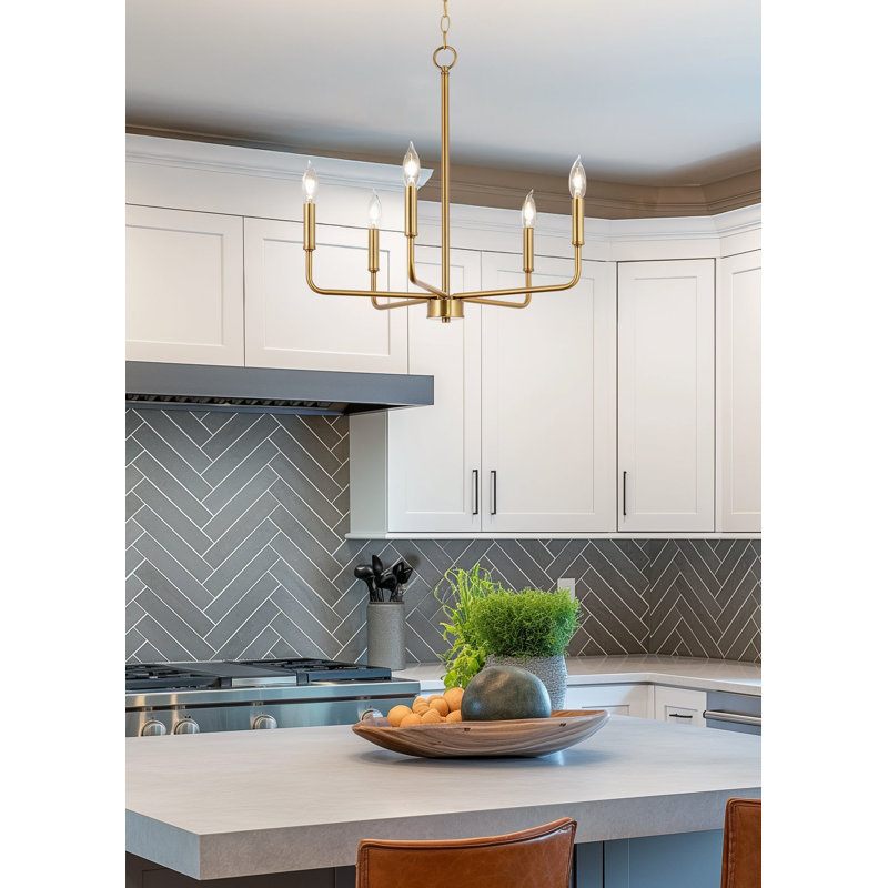 Orkanger 5 - Light Steel Dimmable Chandelier, Warm Brass