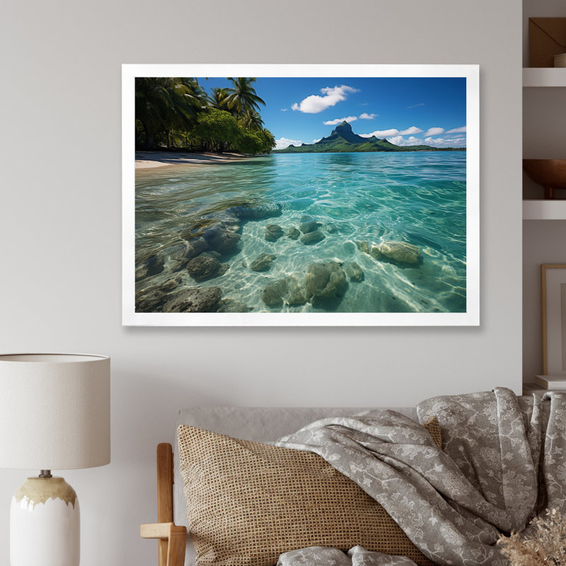«Alyisa Bora Bora Beach I», reproduction sur toile, H 12 po x l 20 po x P 1 po, Cadre simple blanc