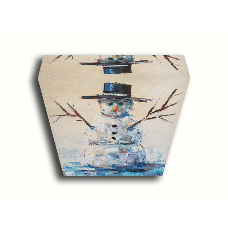 Bonhomme de neige par Jeff Boutin, H 16 po x l 20 po x P 1,5 po, Non, Toile