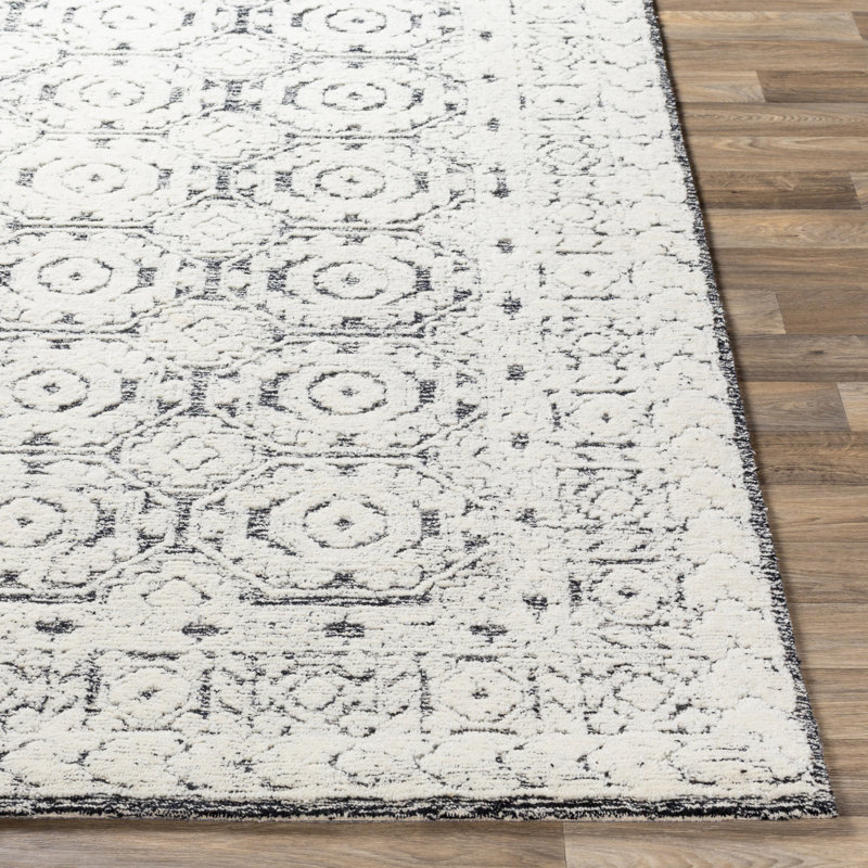 Tapis gris / crème en laine touffeté à la main Corissa, Rectangle 4 pi x 6 pi