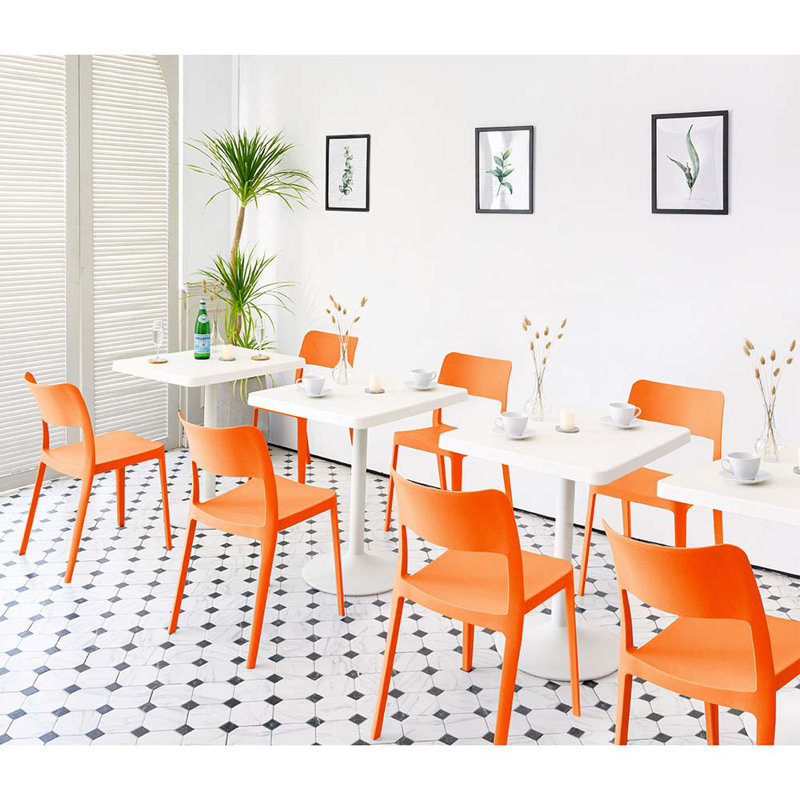 Alaycia Stacking Patio Dining Side Chair, Orange