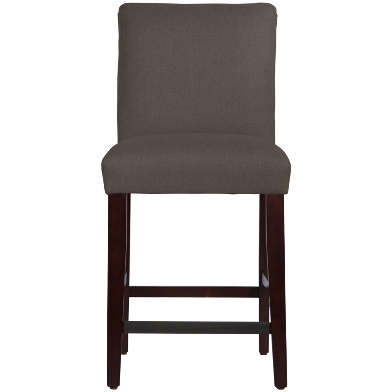 Tabouret de bar et de comptoir Hadrien, Tabouret de comptoir (siège d'une hauteur de 26 p, Lin ardoise classique, Espresso