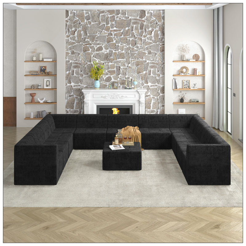 Canapé modulaire en forme de U, canapé modulaire compressé en velours côtelé de style minimaliste moderne, canapé-lit pour salon, chambre à coucher, canapé confortable