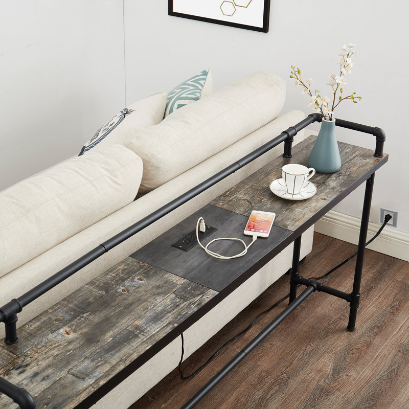 Ramsdell Console Table with Built-in Outlets, 30.7" H x 70.9" W x 11.4" D, Old School 