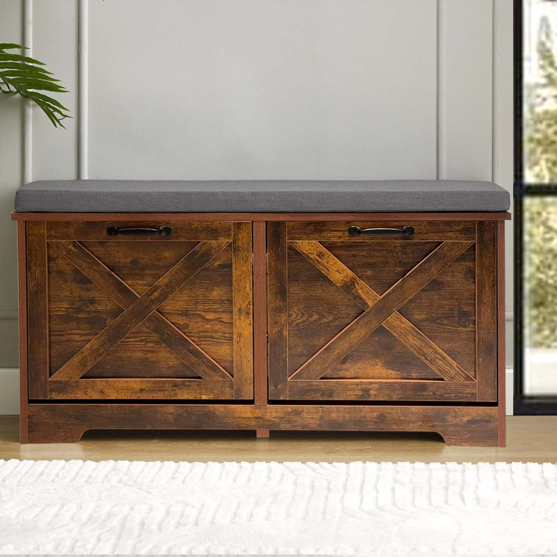 Banc à chaussures, banc à chaussures avec siège à coussin, banc à chaussures avec 2 tiroirs rabattables, armoire à chaussures avec tablettes réglables pour le couloir, la salle de bain, le garage