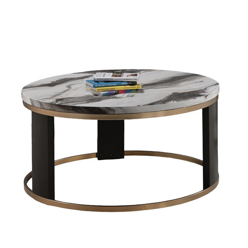Table basse ronde de style contemporain avec pieds en bois