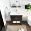 Meuble-lavabo 30 po avec lavabo et 2 tiroirs à fermeture douce, poignée dorée, meuble-lavabo