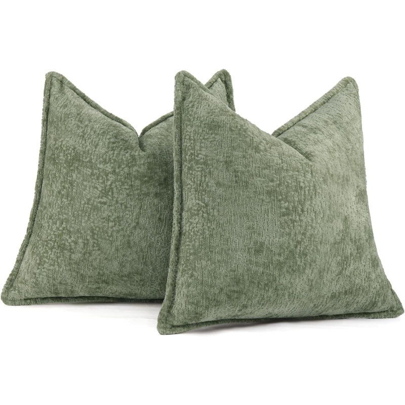 Pack Of 2 Decorative Throw Pillow Covers  Cozy Soft Chenille Accent Vintage Square Couch Pillow Covers For Home Decor Bed Sofa Living Room