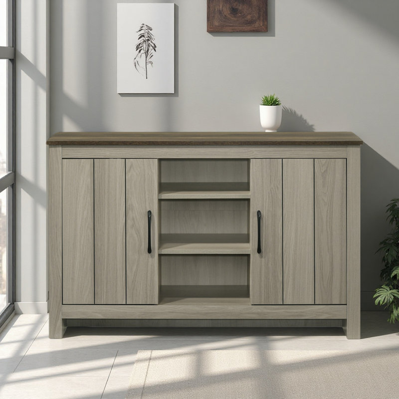 Console l 47 po, buffet, buffet avec tablettes et portes d'armoire