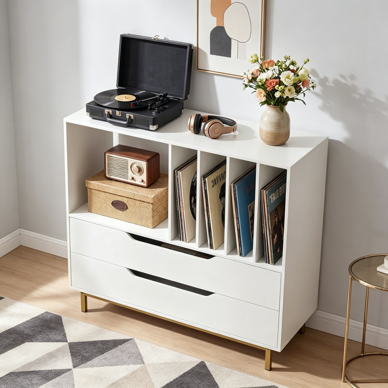 Metal,Manufactured Wood 87cm H Media Shelves, White