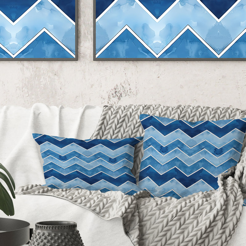 Motif de chevrons bleus IV - Modern, H 16 po x l 16 po