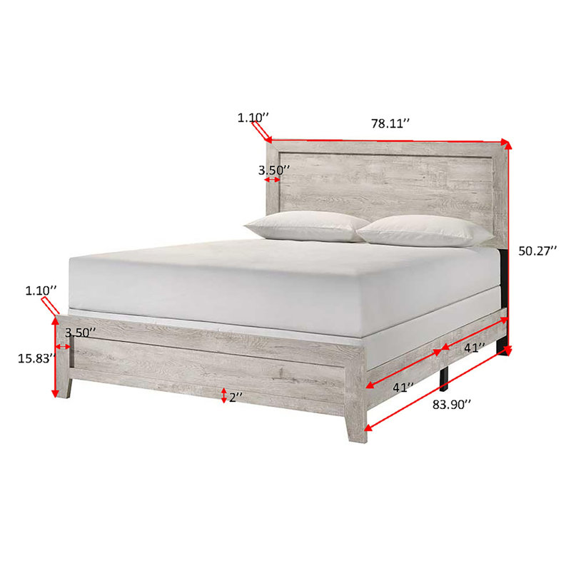 Whitewashed Wood Finish 1pc Panel Bed, King