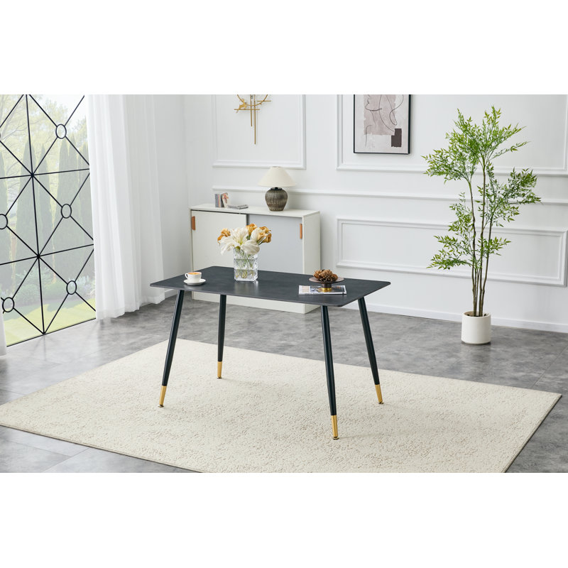 Rectangular Dining Table with metal legs, Dark Gray