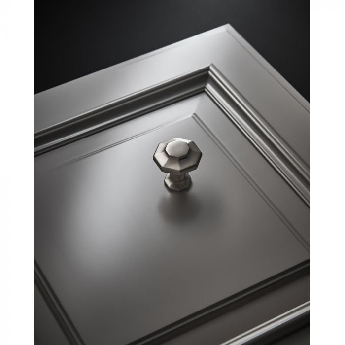 Palazzo Length Geometric Knob, 1 3/8", Brushed Satin Nickel