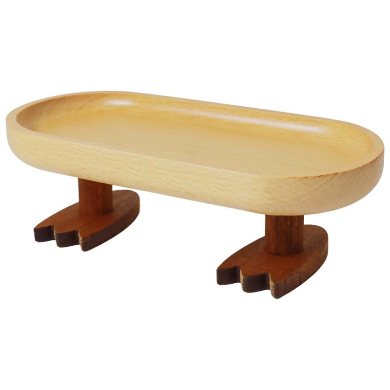 Wood Key Tray with 2 Duck Feet for Entryway Table Jewelry Valet Bowl for Keys Coins Rings Wallet Watch