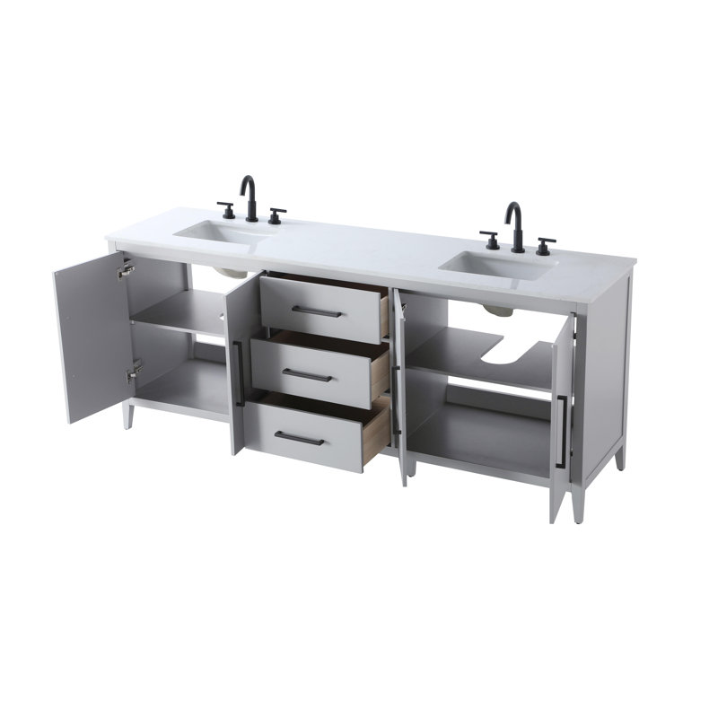 Meuble-lavabo double 84 po, Gris