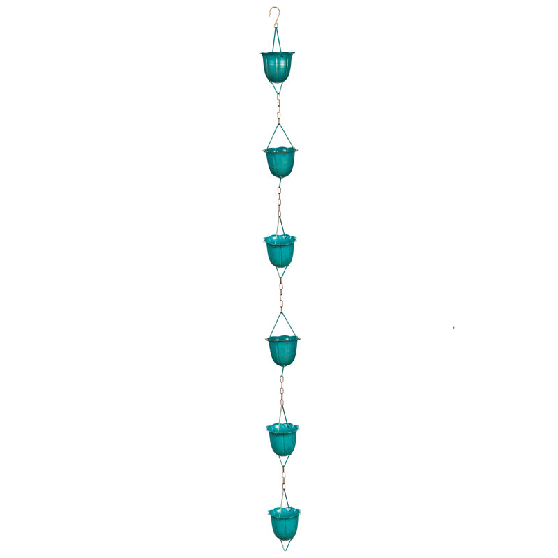 Hulse 72" Blue Flower Cup Rain Chain