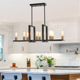8 - Light Modern Farmhouse Open Rectangular Kitchen Island Chandelier