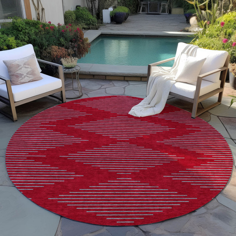 Machine Washable Indoor/Outdoor Chayden ACN1017 Rug, Round 8'