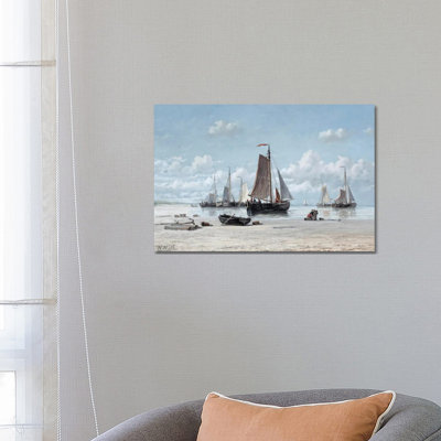 Fishing Vessels On The Beach, Zandvoort by Hendrik Hulk - No Frame Gallery-Wrapped Canvas Giclée on Canvas