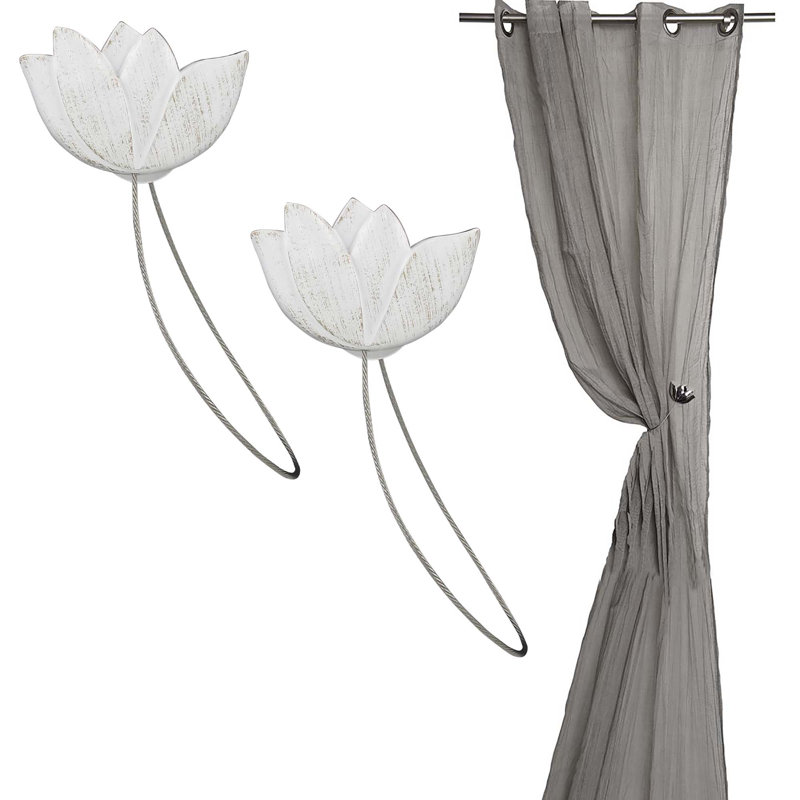 Embrasse de rideau tulipe en résine 2,1 po, Blanc / or