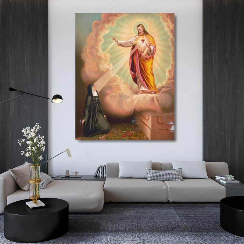 «Aparition, Sacred Heart of Jesus» par MuseumPrints - Art mural sur toile tendue avec châssis, H 40 po x l 28 po