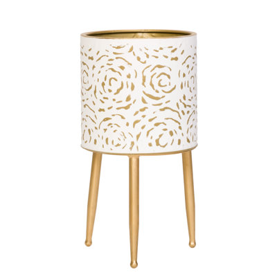 Florette Glam Indoor Metal Pot Planter With 3-Leg Metal Base