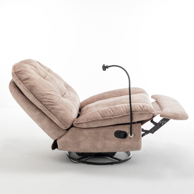 Recliner, Reclining Lazy Chair, Mobile Phone Holder, Large And Comfortable Reading Chair, Swivel Gliding Rocking Chair, Velvet