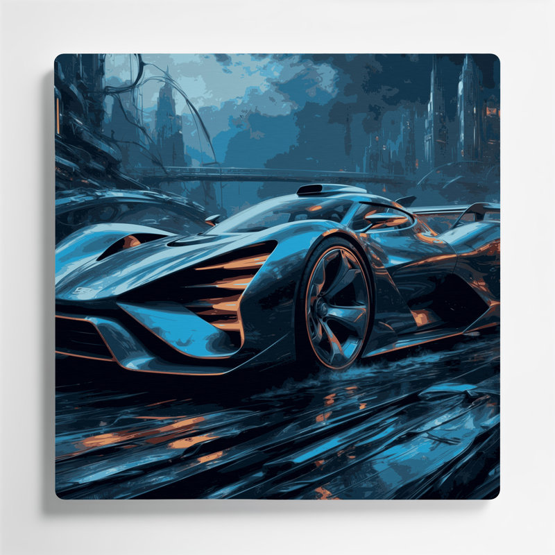 Transport, futur et concept de véhicule, art mural en métal gris, H 12 po x l 12 po