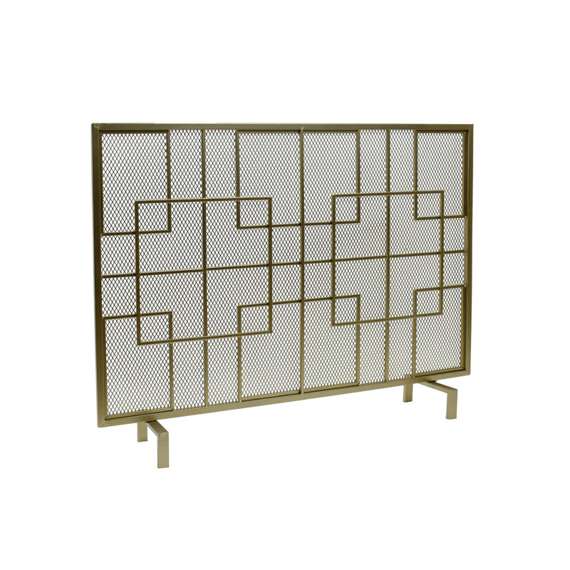 Pare-étincelles 31X41, conception carrée superposée, fer doré classique, Doré