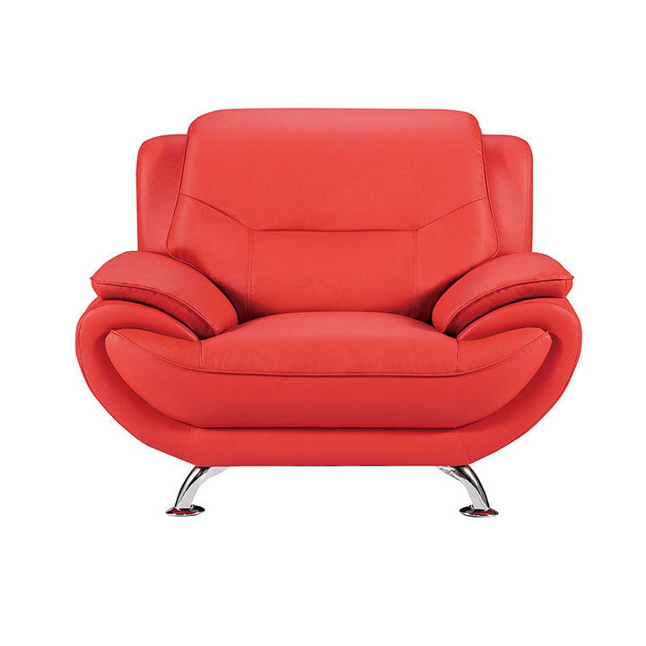 Sulayman 50" Wide Vegan Leather Armchair, Red Faux Leather