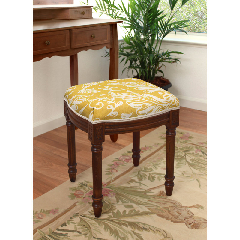 Tabouret de coiffeuse Camilly, Noyers, Jaune moutarde
