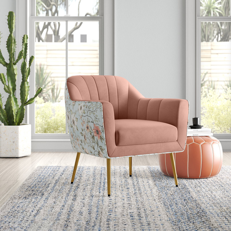 Dressler Upholstered Armchair, Pink Velvet