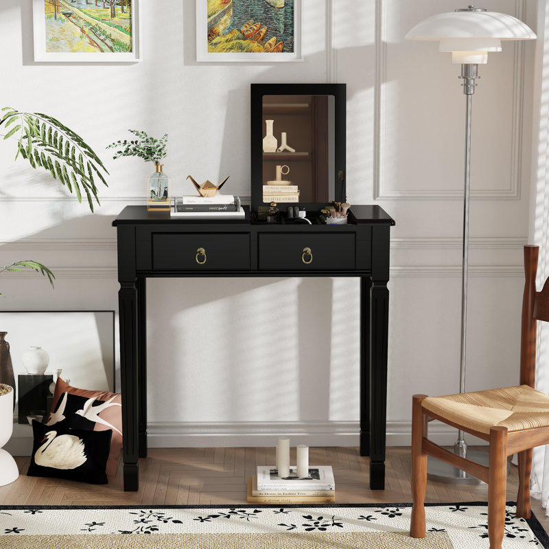 Dressing Table with Mirror, Black