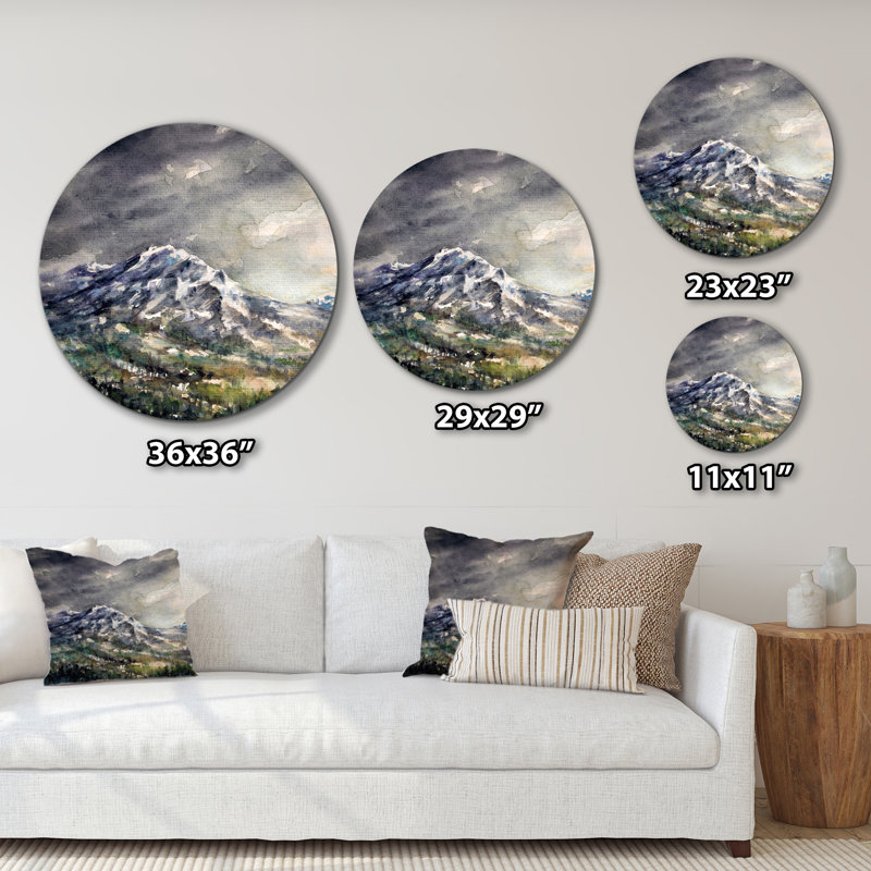 Paysage de montagne sous le ciel nocturne - peinture sur métal sans cadre
