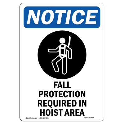 Fall Protection Required Sign with Symbol