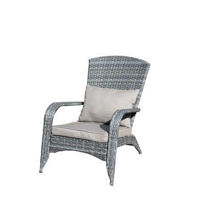 Grey Cushioned Outdoor Chair, Ample Seat Space For Relaxation Patio To Harsh Conditions