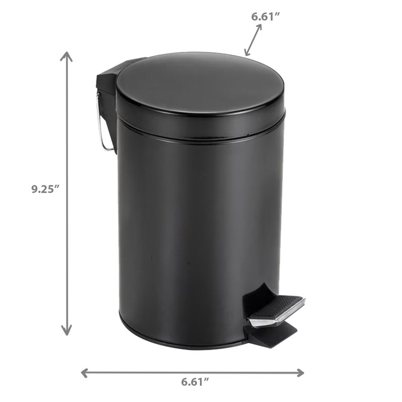 Poubelle à pédale ronde en acier inoxydable, Noir, noir, noir, noir, 3L