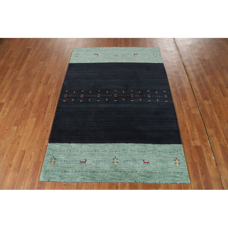 Navy Blue Handmade Gabbeh Oriental Rug 4x6