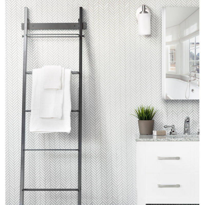 90 0.5 in. x 2 in. Herringbone Glossy Porcelain Tile, Metallic