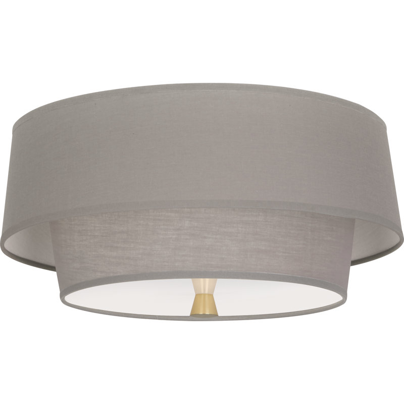 Decker Mid-Century Modern Brass Smoke Gray Flush Mount Ceiling Light