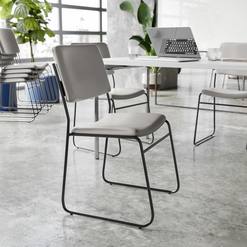 Chaise empilable à haute densité Nickl, Noir, Vinyle gris