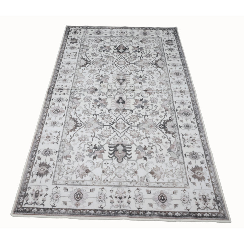 Bibb Home Washable Flannel Printed Area Rug with Latex Back, Rectangle 2' x 3'