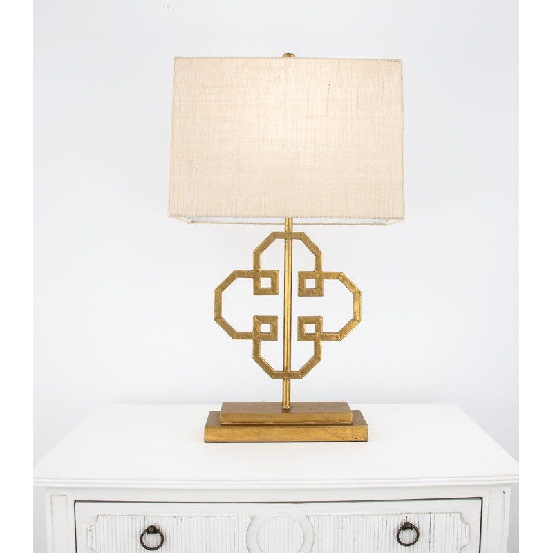Lilu Table Lamp, Antiqued Gold Leaf, Off White