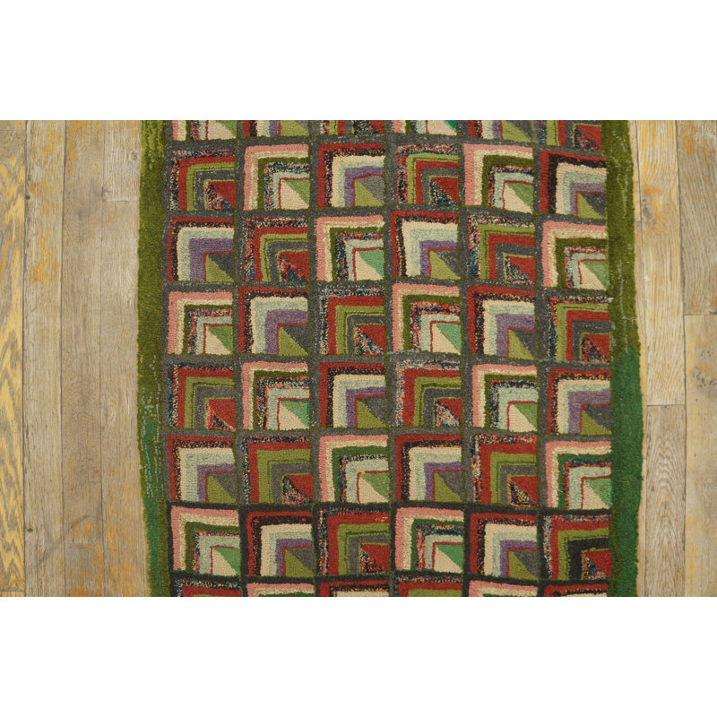 Tapis crocheté au début du 20e siècle américain (2 pi 2 po x 9 pi - 66 po x 274 po)