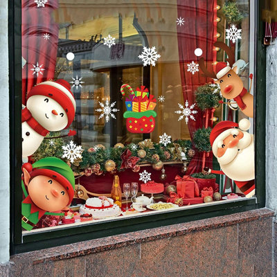 Décoration de Noël flocons de neige, autocollants de verre, décorations de Noël, décorations de Noël, flocons de neige, père Noël, décorations pour fêtes