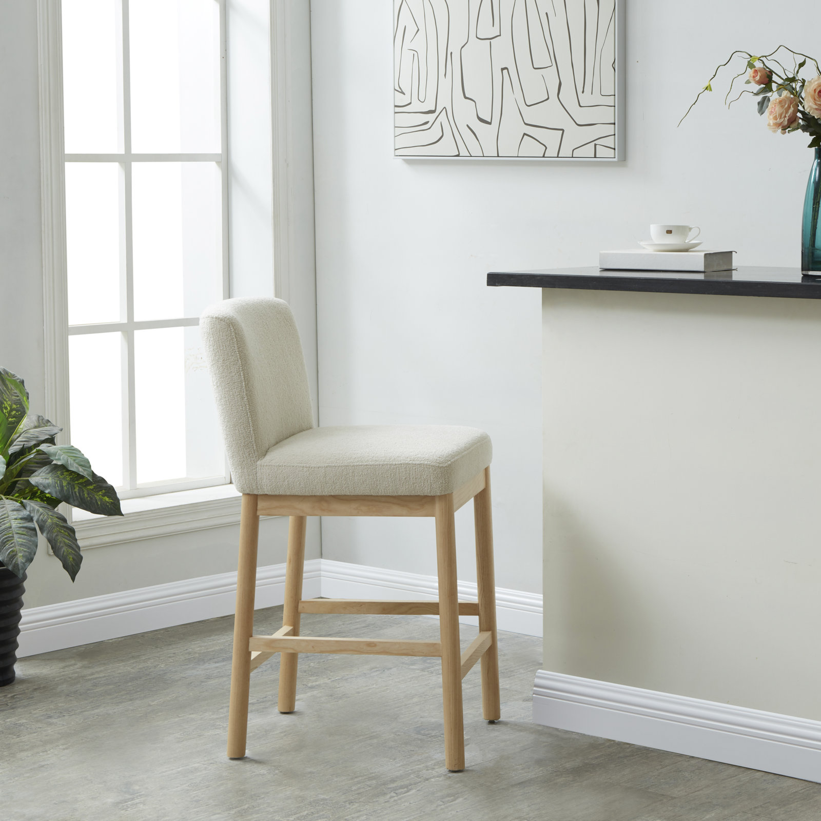 Connie 26" Bar Stool, Cream